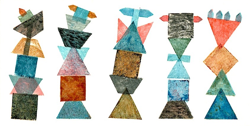 Matthias Garff: Stempelbild 07-08-17-I, 2017, Schellack auf Aquarellpapier, 10 x 20 cm

